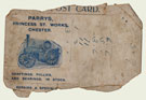 View: p0221 Postcard, advertisement for Parry's works, Princess St.