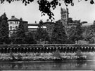 View: p0238 View from the Handbridge side of the river with St. Mary's on the Hill still from Historic film 'Chester' 1933