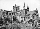 View: p0277 South-east view of Chester Cathedral showing graveyard