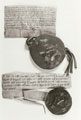 View: p1299 Seals and part of the charters of Ranuplh, 6th Earl of Chester, c.1190-93 and Writ of Henry II c. 1175-76 Charter
