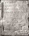 View: p1735 Tombstone of shipwrecked Optio found in the north wall of the city, 1891.