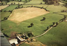 View: p1759 Unidentified aerial view of ridge and furrow in a field with farmhouse