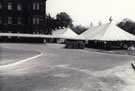 View: p3050 Black and White photograph of Marquees in the grounds of Chester Royal Infirmary for the opening of the Outpatients Department.