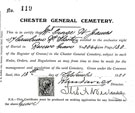 View: p3394 Photocopy of certificate of Right of Burial from Chester General Cemetery for Mr. George Henry James
